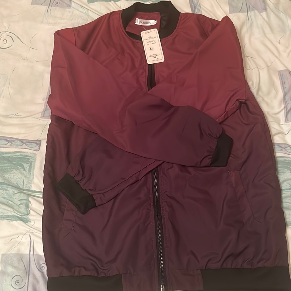 New, New Fashion dark red and black bomber jacket. Size large